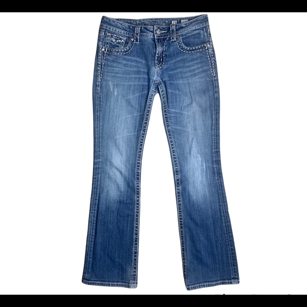 Miss Me low rise boot cut embellished rhinestone jeans